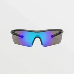 Volcom Download Sunglasses Matte Black Clear Fade/gray Blue Mirror